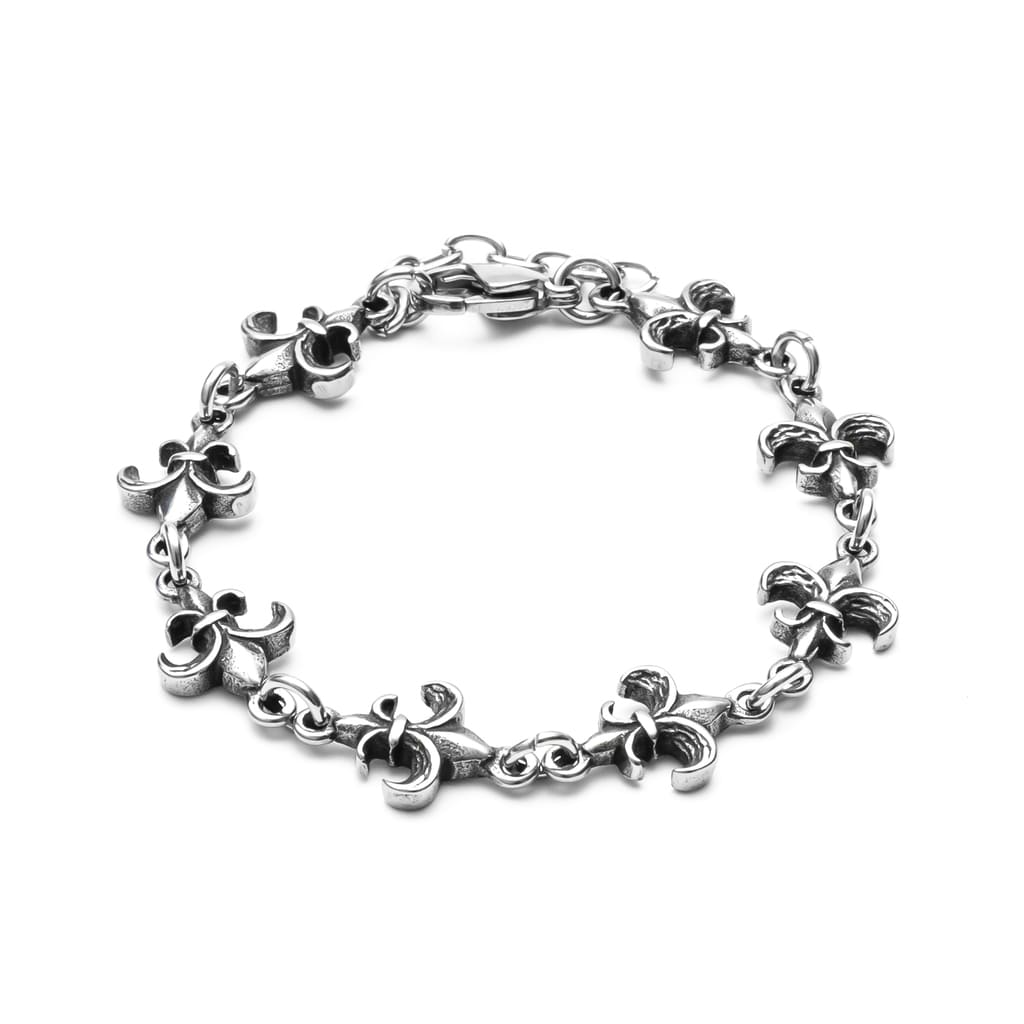 Silver chain bracelet on a white background